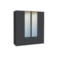 DREHTÜRENSCHRANK in Grau  - Silberfarben/Grau, Design, Glas/Holzwerkstoff (181/197/54cm) - Boxxx
