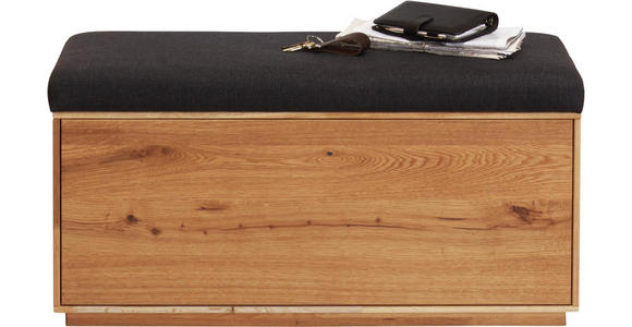 GARDEROBENBANK 90/45/38 cm - Eichefarben/Anthrazit, Natur, Holz/Textil (90/45/38cm) - Valnatura