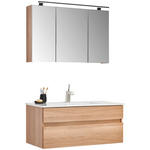 BADEZIMMER 3-teilig  in 102 cm  - Eiche dunkel/Weiß, Design, Glas/Keramik (102cm) - Novel