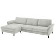 ECKSOFA  in Chenille, Flachgewebe Beige  175/316 cm  - Beige/Schwarz, Design, Textil/Metall (175/316cm) - Dieter Knoll