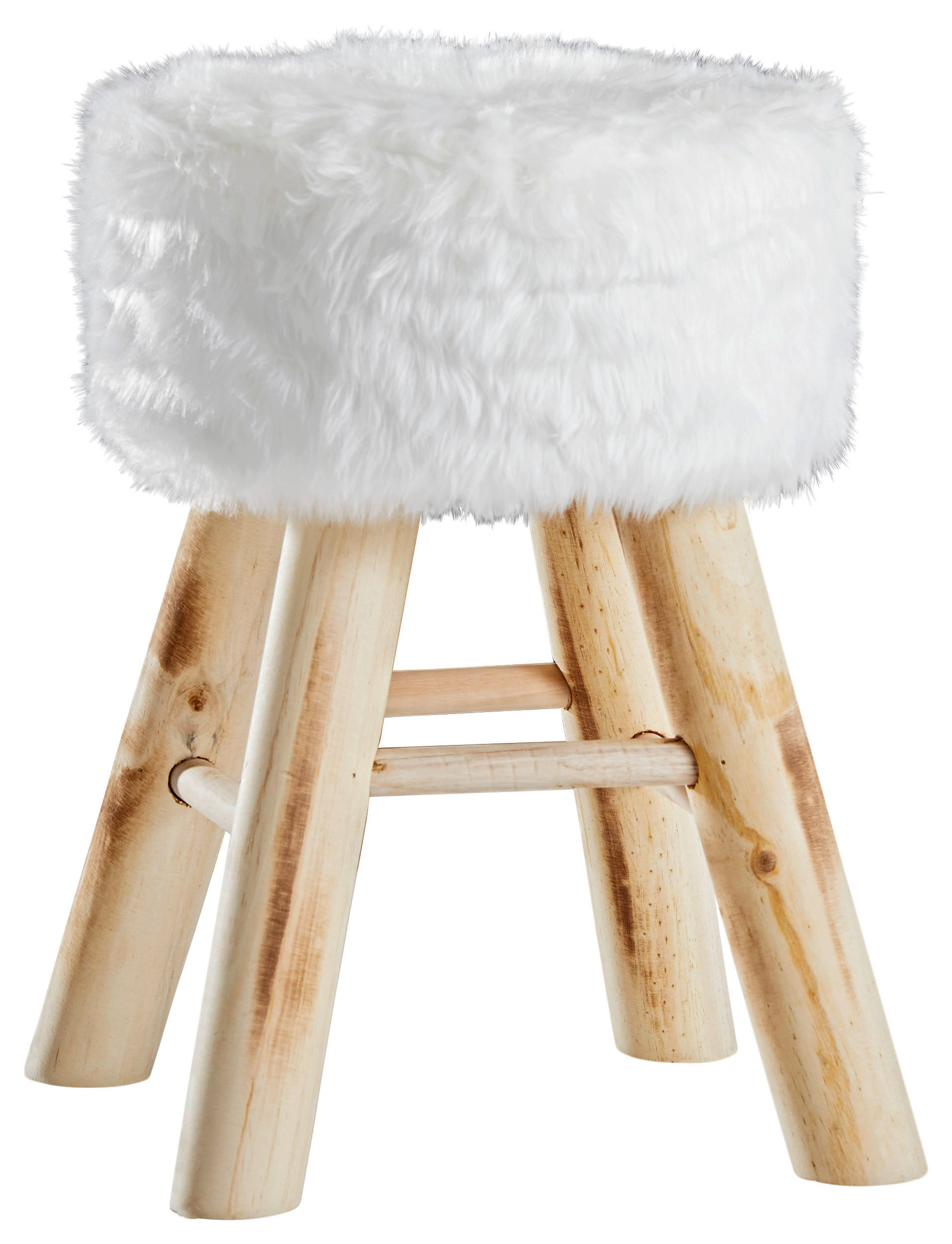 HOCKER Kiefer Creme, Naturfarben  - Creme/Naturfarben, Basics, Holz/Textil (30/42cm) - Ambia Home