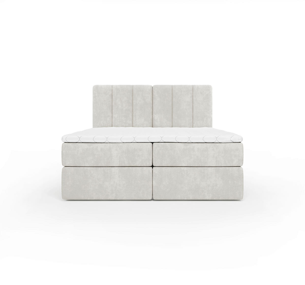 BOXBETT 160/200 cm,  in Beige, gepolstertes Kopfteil, Bettkasten, Topper, Matratze, H3 = fest  - Beige/Schwarz, Design, Holzwerkstoff/Kunststoff (160/200cm) - Esposa