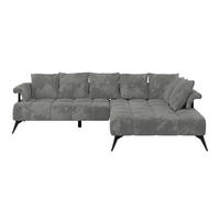 ECKSOFA VANESSA Grau Flachgewebe  - Schwarz/Grau, MODERN, Kunststoff/Textil (297/200cm) - Livetastic