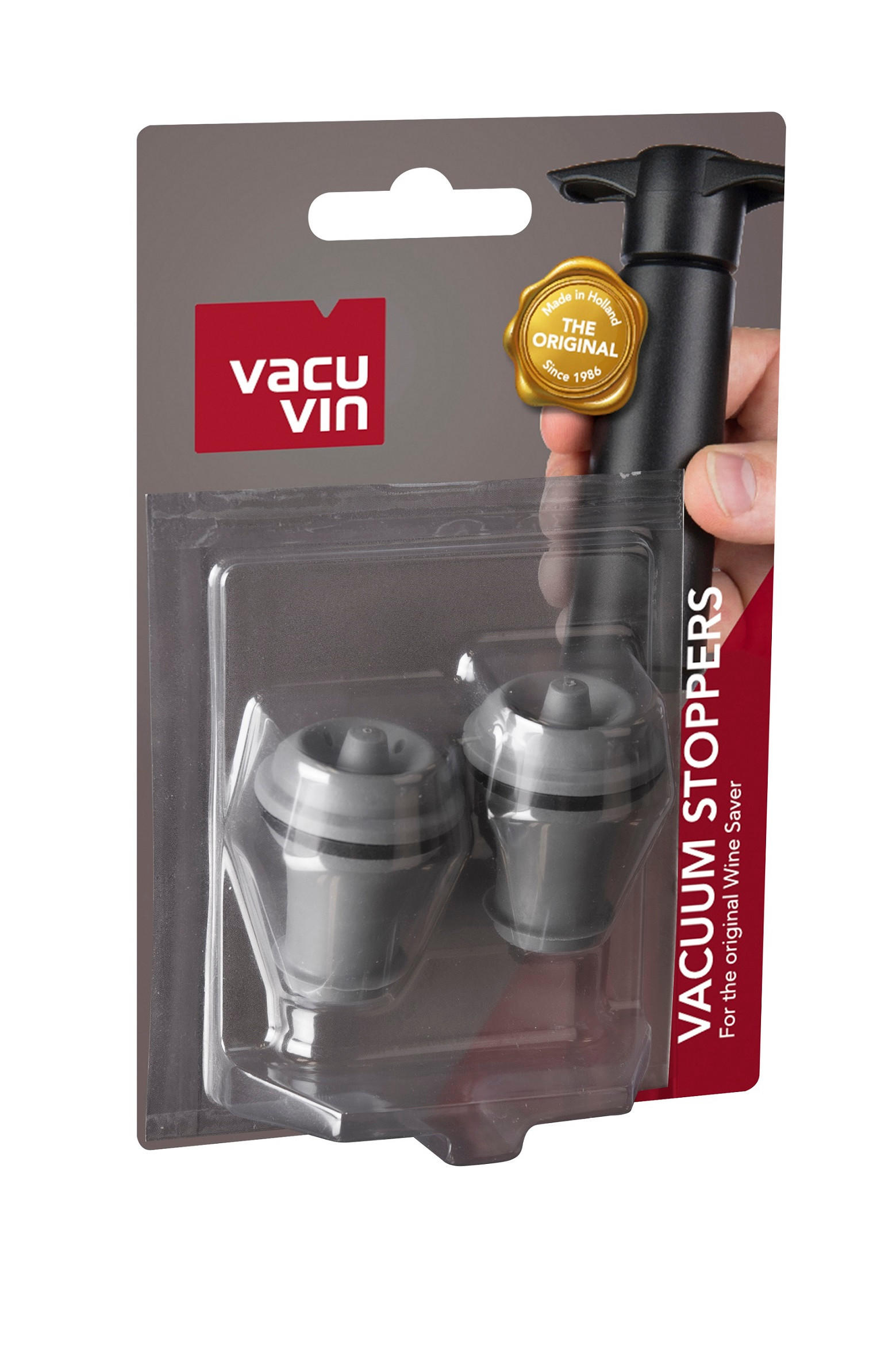 ČEP ZA BOCE - siva, Konvencionalno, plastika (3,2/3,2/4cm) - Vacu Vin