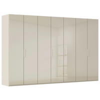 DREHTÜRENSCHRANK 350/223/61 cm,  in Champagner, 7 Tür(en)  - Champagner/Weiß, Basics, Glas/Holzwerkstoff (350/223/61cm) - Novel