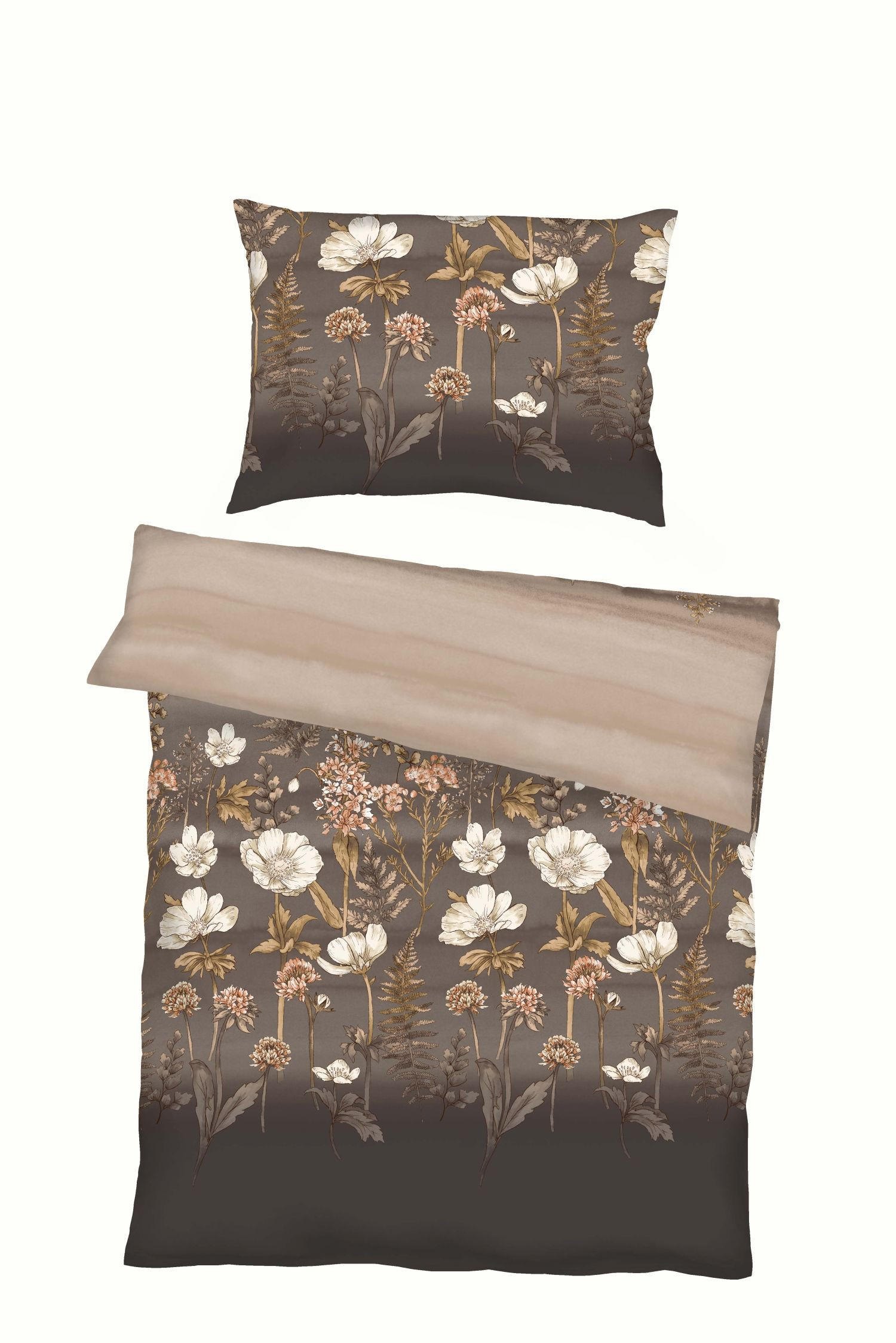 BETTWÄSCHE Moody Floral Makosatin 140/200 cm  - Braun, Basics, Textil (140/200cm) - Kaeppel
