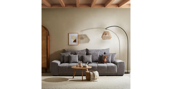 BIGSOFA Flachgewebe Grau  - Schwarz/Grau, KONVENTIONELL, Holz/Textil (280/67/120cm) - Carryhome