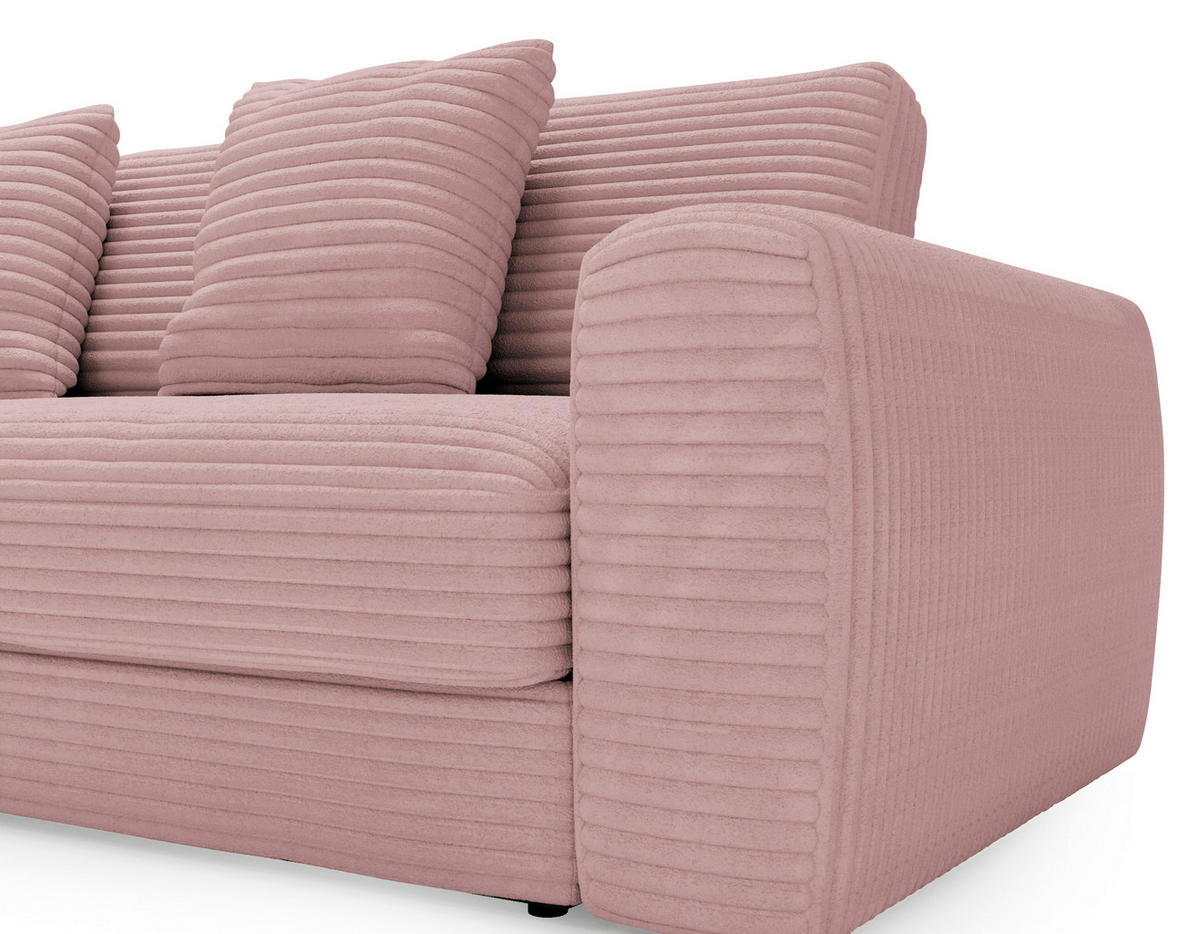 ECKSOFA in Cord Altrosa  - Schwarz/Altrosa, Modern, Kunststoff/Textil (182/302cm) - Carryhome