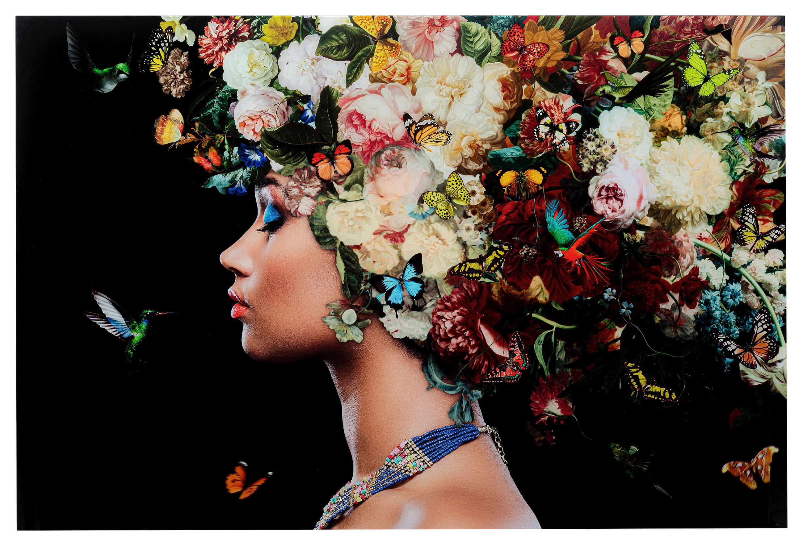 GLASBILD Tiere, Blumen, Frauen  - Multicolor, Design, Glas/Kunststoff (150/100/4cm) - Kare-Design