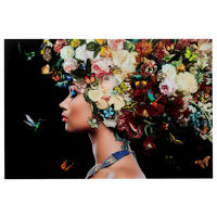 GLASBILD Tiere, Blumen, Frauen  - Multicolor, Design, Glas/Kunststoff (150/100/4cm) - Kare-Design