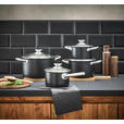 KOCHTOPFSET 4-teilig  - Klar/Schwarz, Basics, Glas/Metall - Homeware Profession.