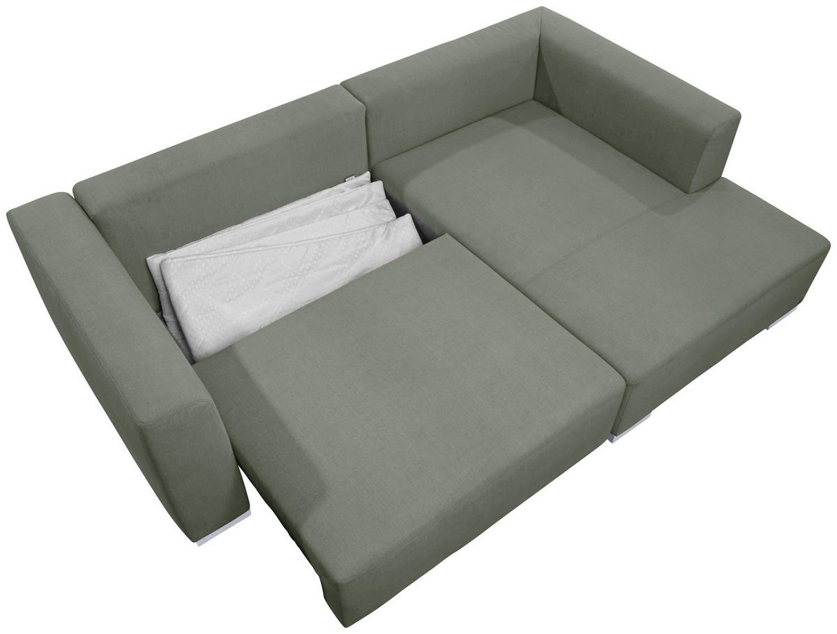 ECKSOFA inkl. Funktion Heaven Dunkelgrün Flachgewebe  - Chromfarben/Dunkelgrün, KONVENTIONELL, Textil/Metall (242/162cm) - Tom Tailor