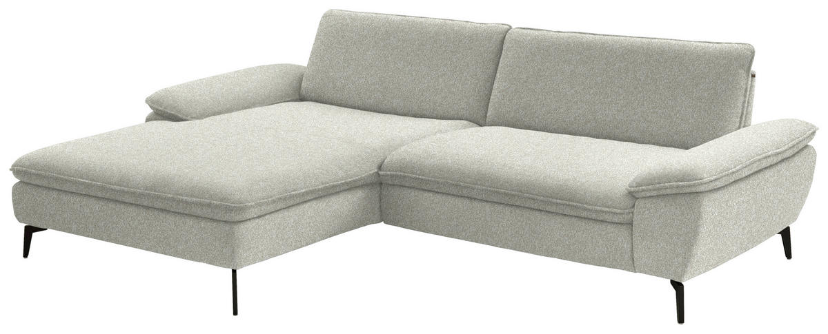 ECKSOFA in Webstoff Naturfarben  - Schwarz/Naturfarben, Design, Textil/Metall (197/295cm) - Valdera