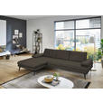 ECKSOFA in Echtleder Graubraun  180/310 cm  - Graubraun/Schwarz, Design, Leder/Metall (180/310cm) - Dieter Knoll