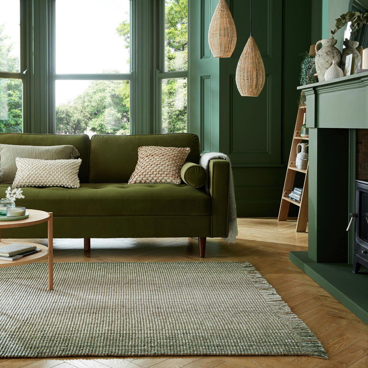 HANDWEBTEPPICH 80/150 cm Mottle Grün  - Grün, KONVENTIONELL, Textil (80/150cm) - Xora