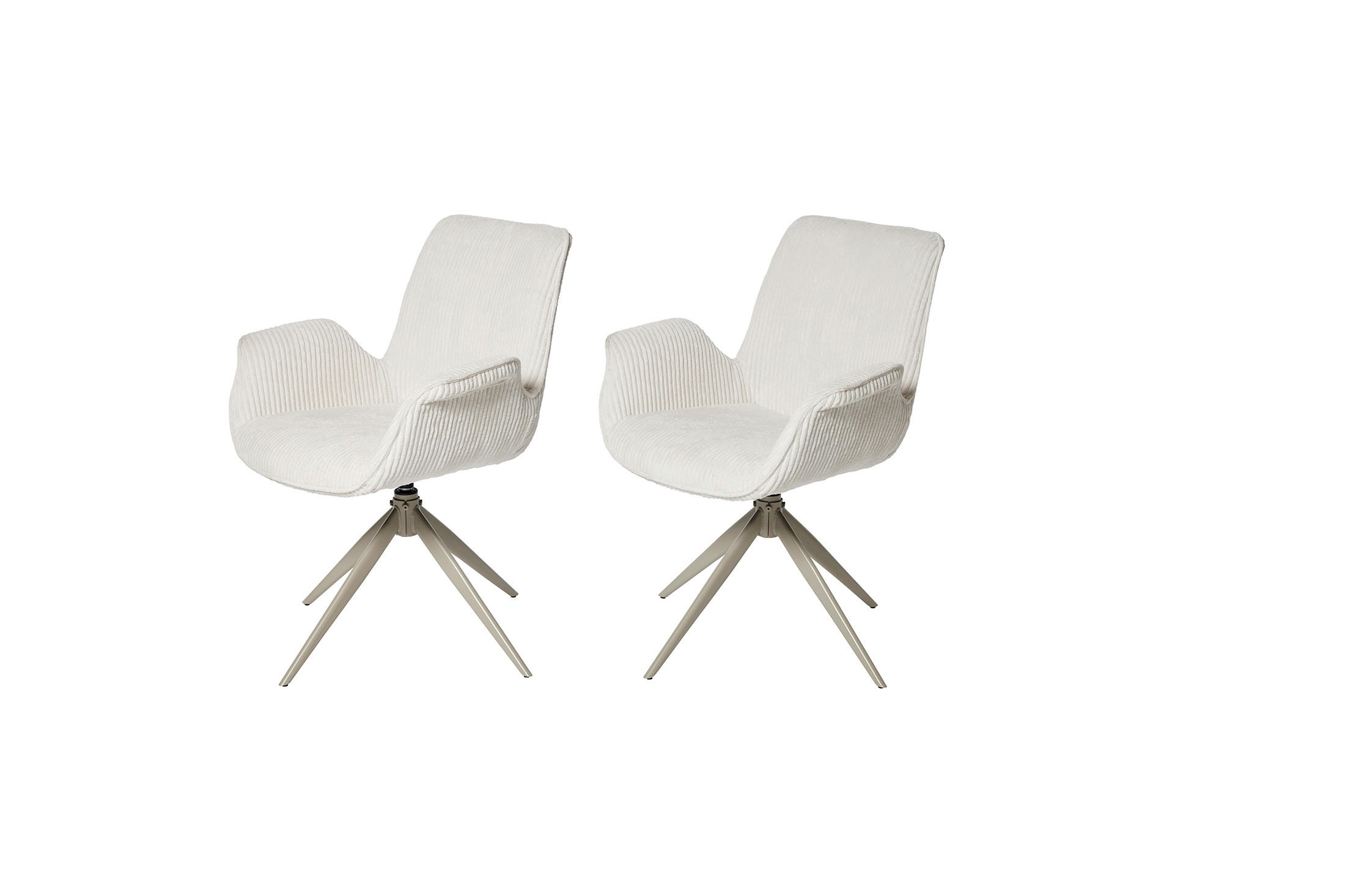 ARMLEHNSTUHL-SET 2 Stück  in Cord  - Creme/Weiß, MODERN, Textil/Metall (66/85/60,5cm) - MID.YOU