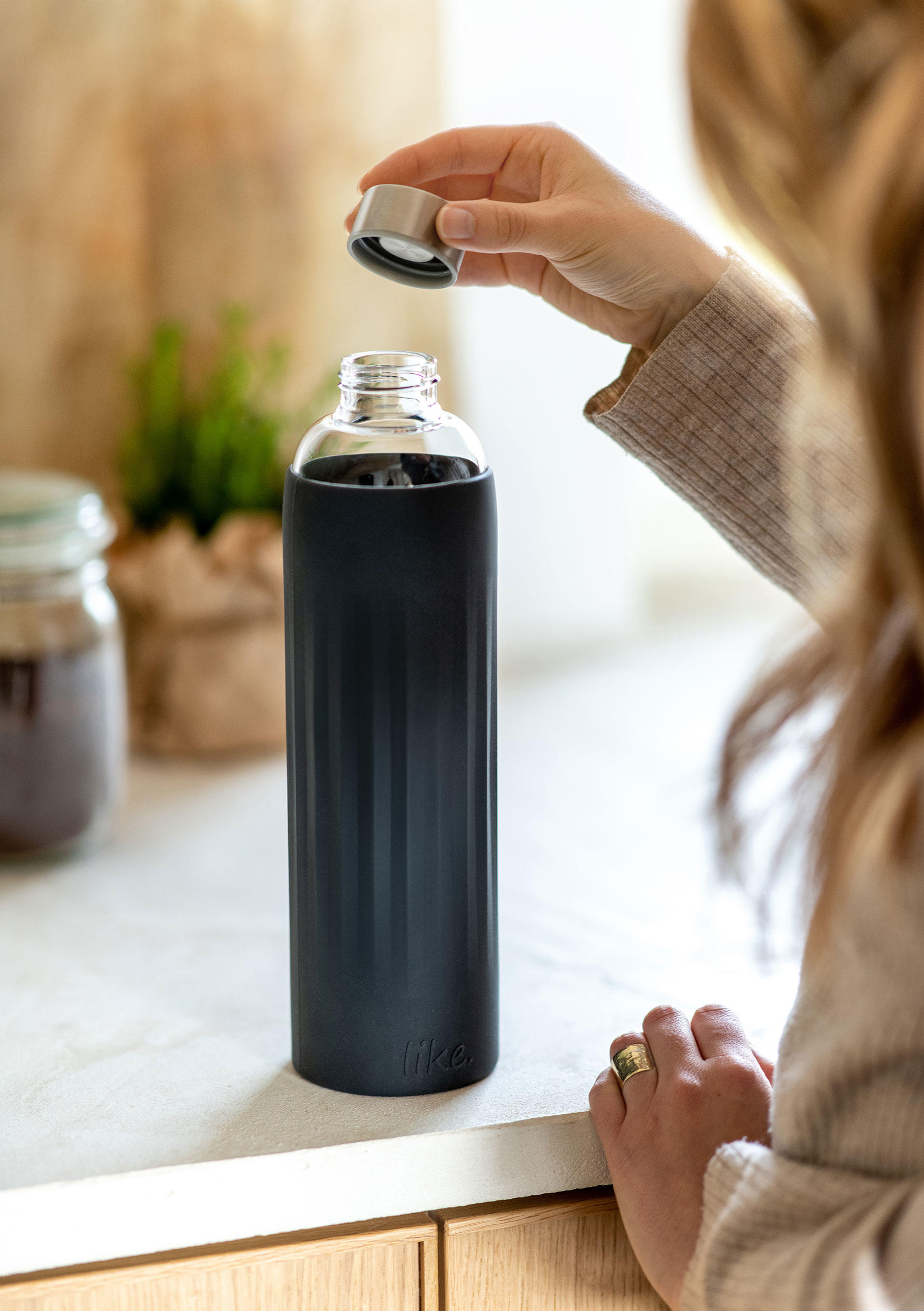 TRINKFLASCHE 1 L  - Schwarz, Basics, Glas/Kunststoff (1l) - like.Villeroy & Boch