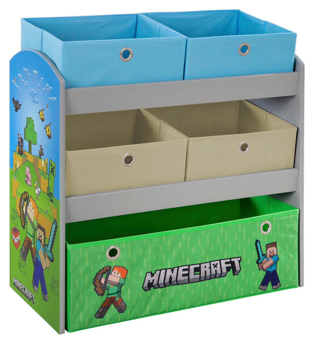 KINDERREGAL  - Blau/Multicolor, MODERN, Holzwerkstoff/Textil (60/63,5/30cm) - Minecraft