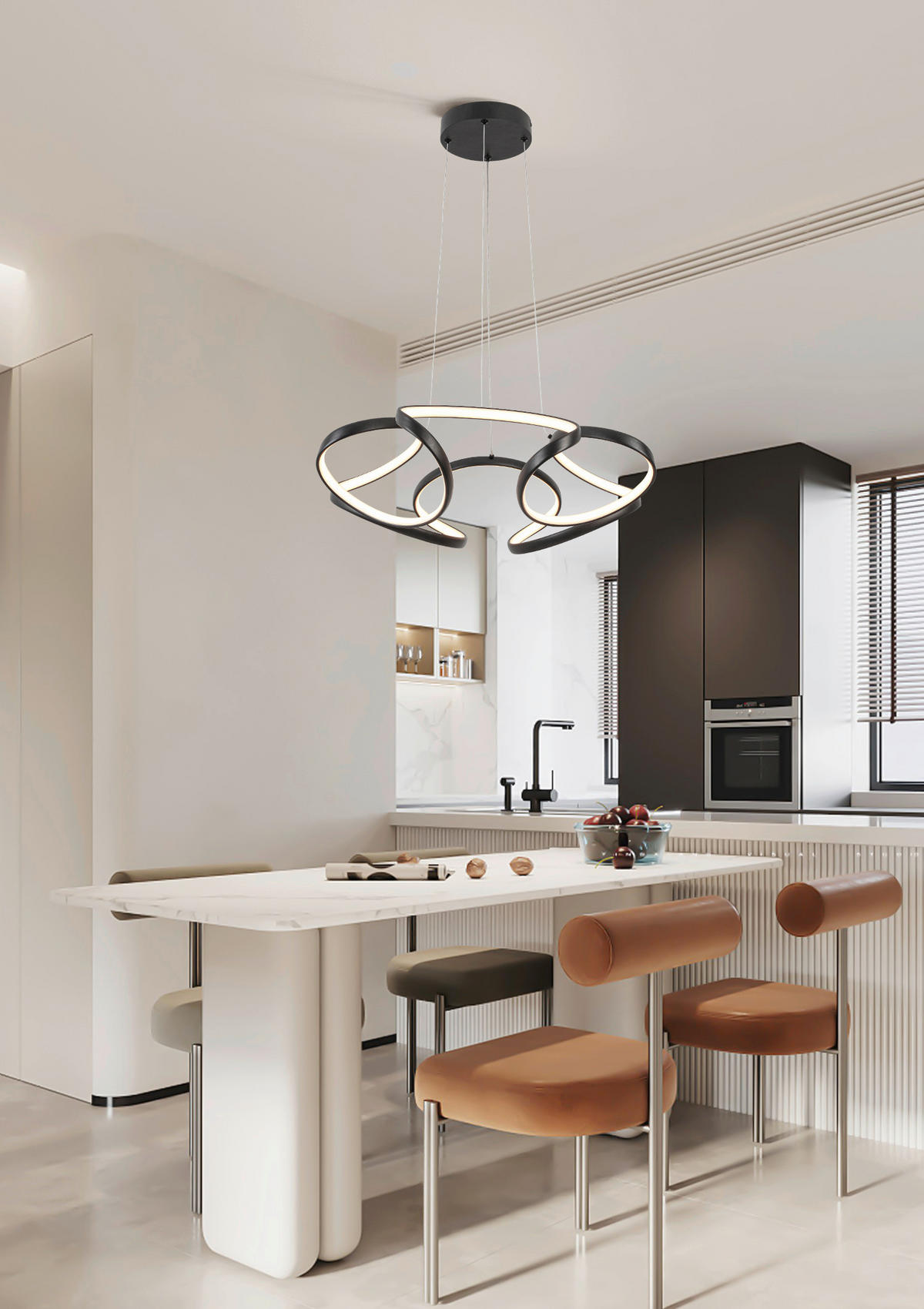 LED-HÄNGELEUCHTE Elio 60/120 cm   - Schwarz, Design, Kunststoff/Metall (60/120cm) - Novel