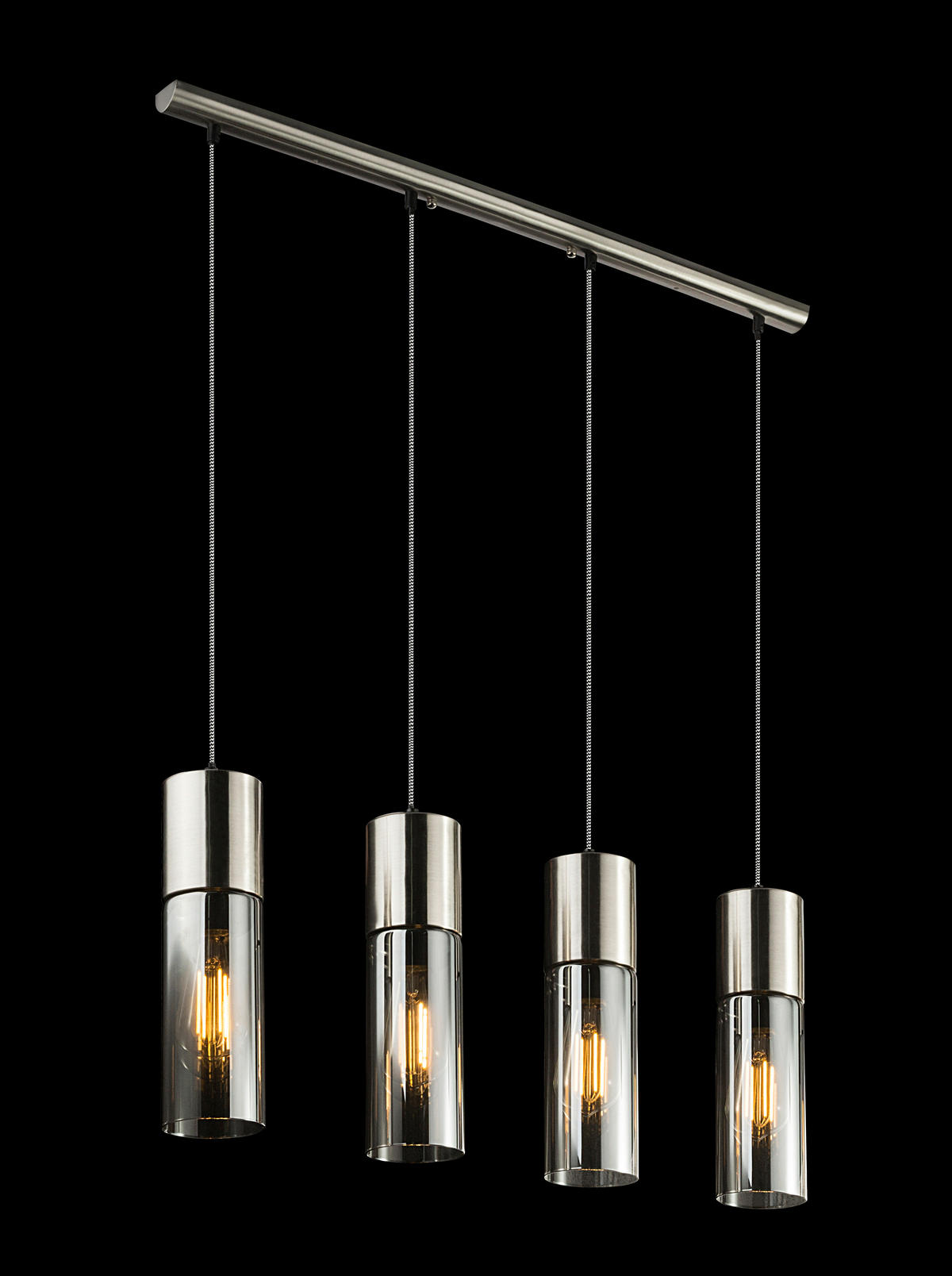 HÄNGELEUCHTE 80/9/156 cm  - Nickelfarben, KONVENTIONELL, Glas/Metall (80/9/156cm) - Globo