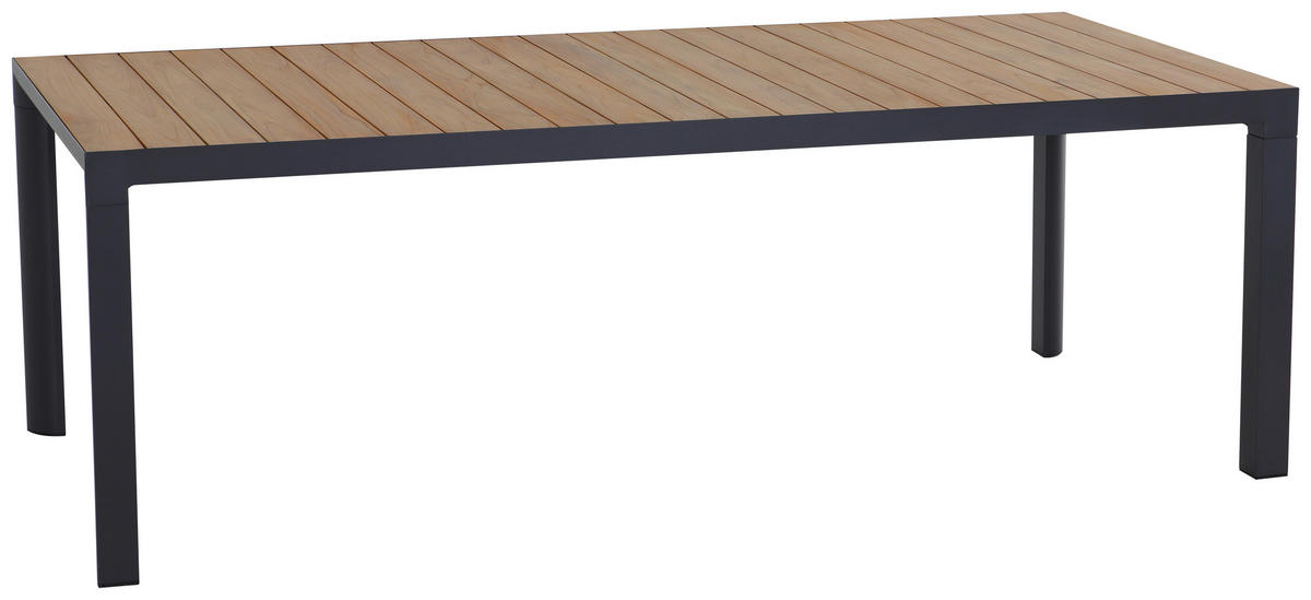 GARTENTISCH 220/100/74 cm Metall rechteckig  - Anthrazit/Teakfarben, Basics, Holz/Metall (220/100/74cm) - Siena Garden