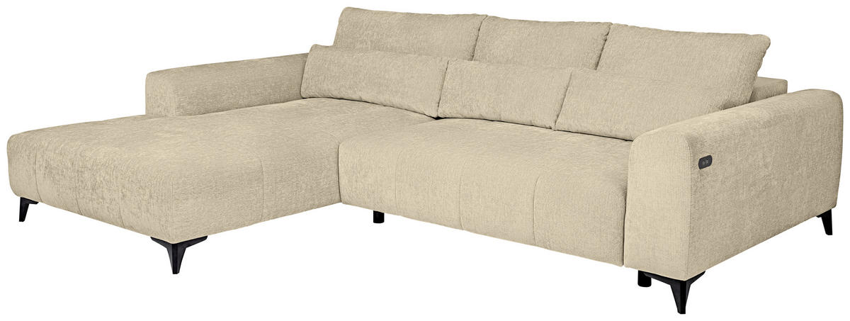 HÖRNSOFFA i chenille beige  - beige/svart, Klassisk, textil/plast (222/279cm) - MID.YOU