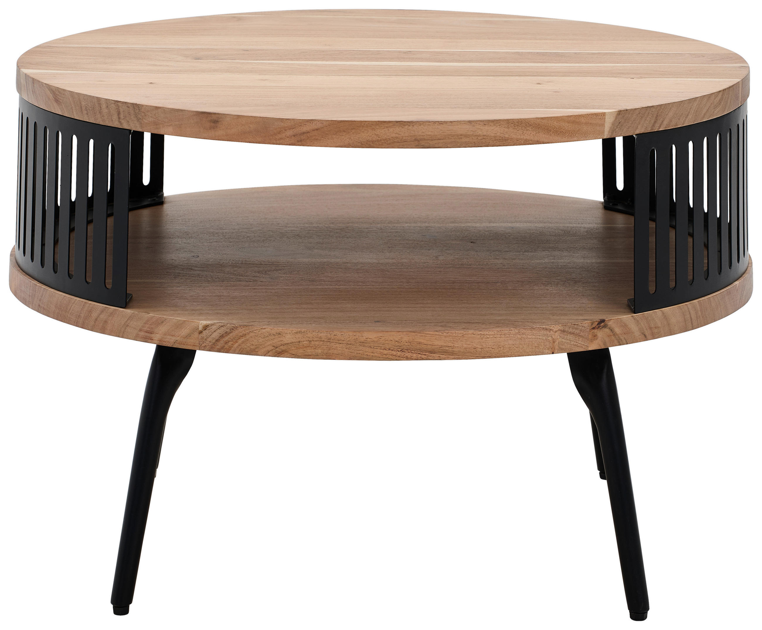 KONFERENČNÍ STOLEK, přírodní barvy, dřevo, kov, 75/75/44 cm - černá/přírodní barvy, Design, kov/dřevo (75/75/44cm) - Carryhome