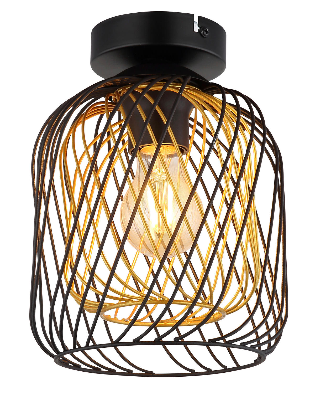 TAKLAMPA DICHTI 18/24,5 cm  - svart/guldfärgad, Basics, metall (18/24,5cm) - Globo