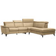 ECKSOFA in Echtleder Hellbraun  - Hellbraun/Schwarz, Design, Leder/Metall (285/239cm) - Cantus