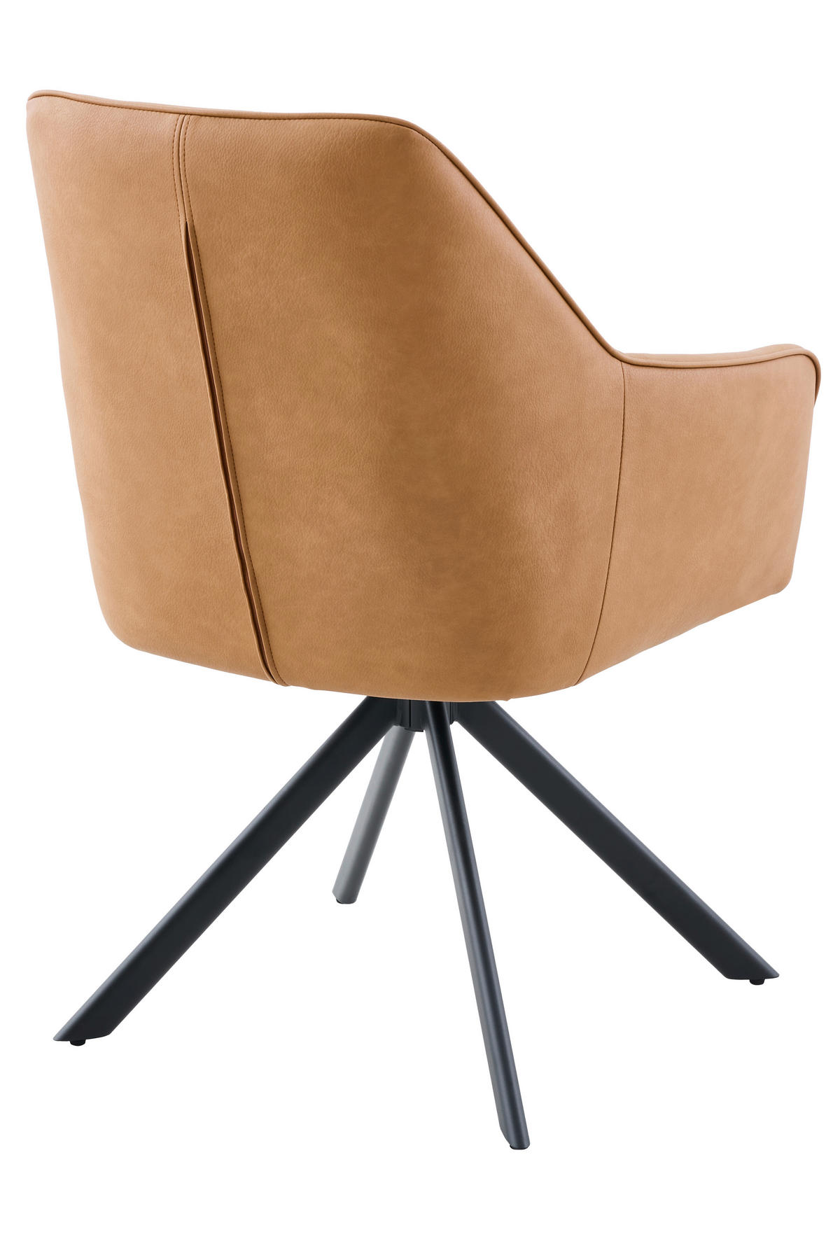 ARMLEHNSTUHL-SET 2 Stück  in Stahl Lederlook  - Cognac/Schwarz, MODERN, Textil/Metall (62/92/68cm) - MID.YOU