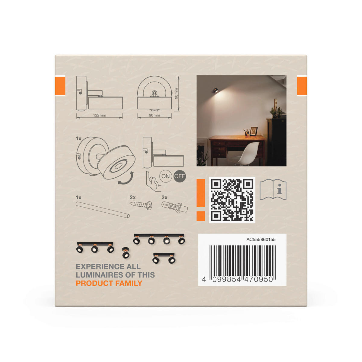 LED-STRAHLER 9/12,2/9 cm   - Schwarz, Design, Holz/Kunststoff (9/12,2/9cm) - Osram