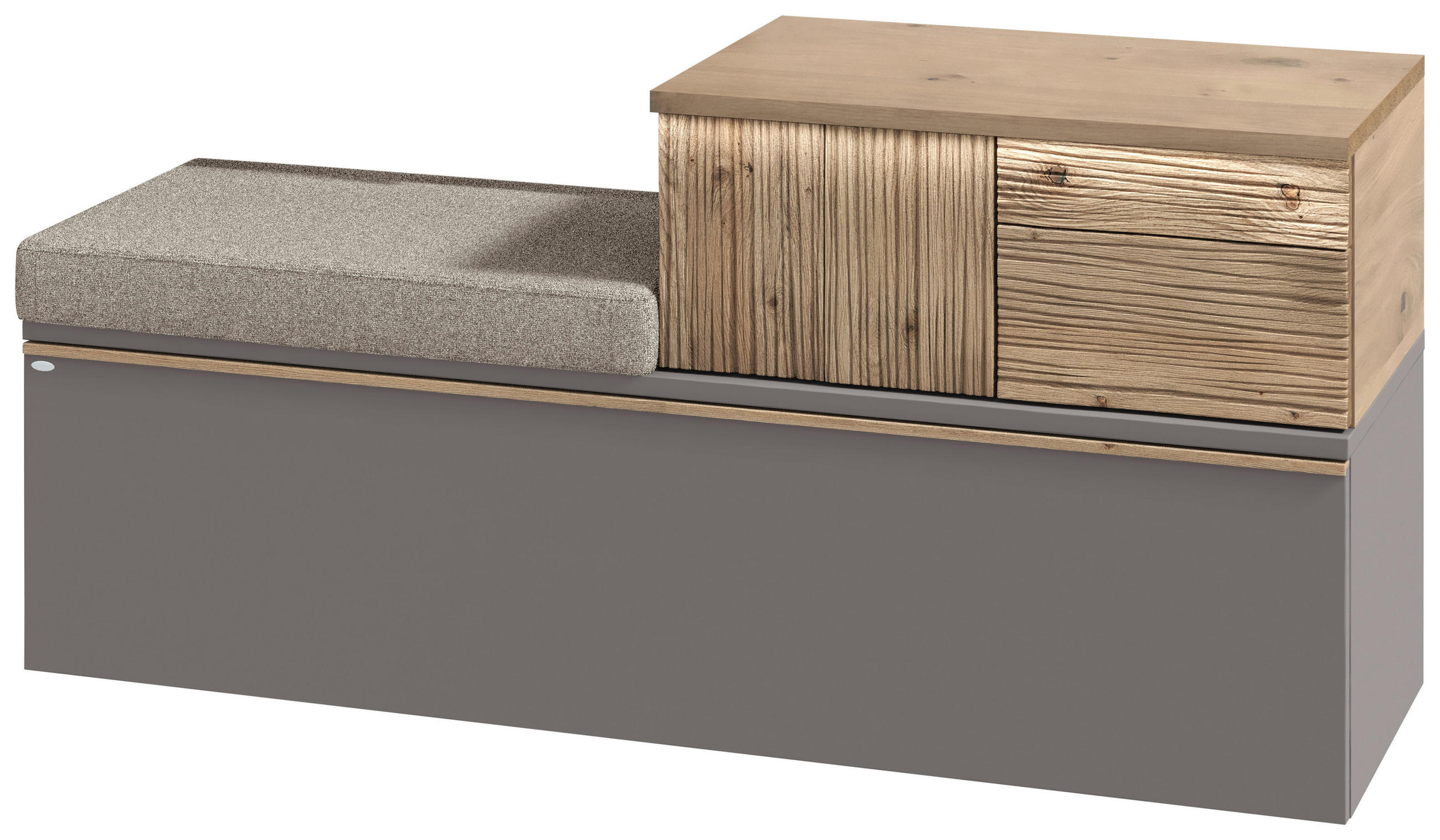 GARDEROBENBANK  in 128/62/42,9 cm  - Wildeiche/Grau, Design, Holz/Holzwerkstoff (128/62/42,9cm) - Voglauer