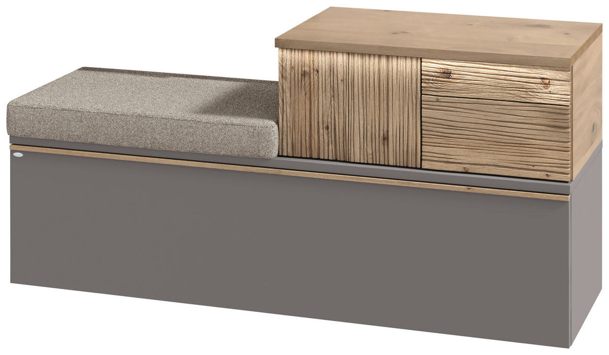 GARDEROBENBANK  in 128/62/42,9 cm  - Wildeiche/Grau, Design, Holz/Holzwerkstoff (128/62/42,9cm) - Voglauer