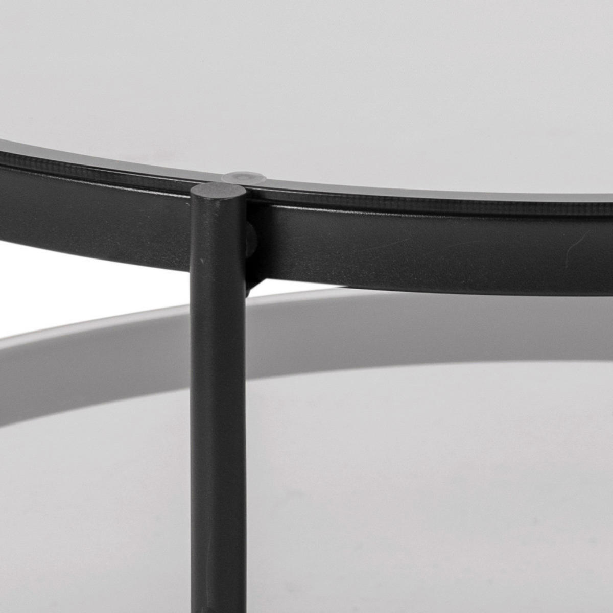 COUCHTISCH Rauchglas 75/75/42 cm rund Schwarz  - Schwarz, KONVENTIONELL, Glas/Metall (75/75/42cm) - MID.YOU