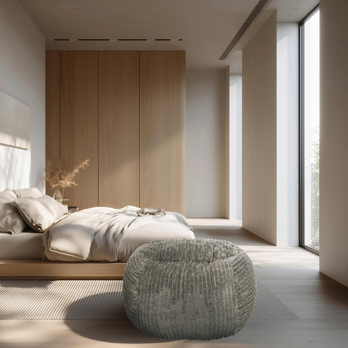 SITZSACK Cord Grau  - Grau, MODERN, Textil (90/50/57cm) - MID.YOU