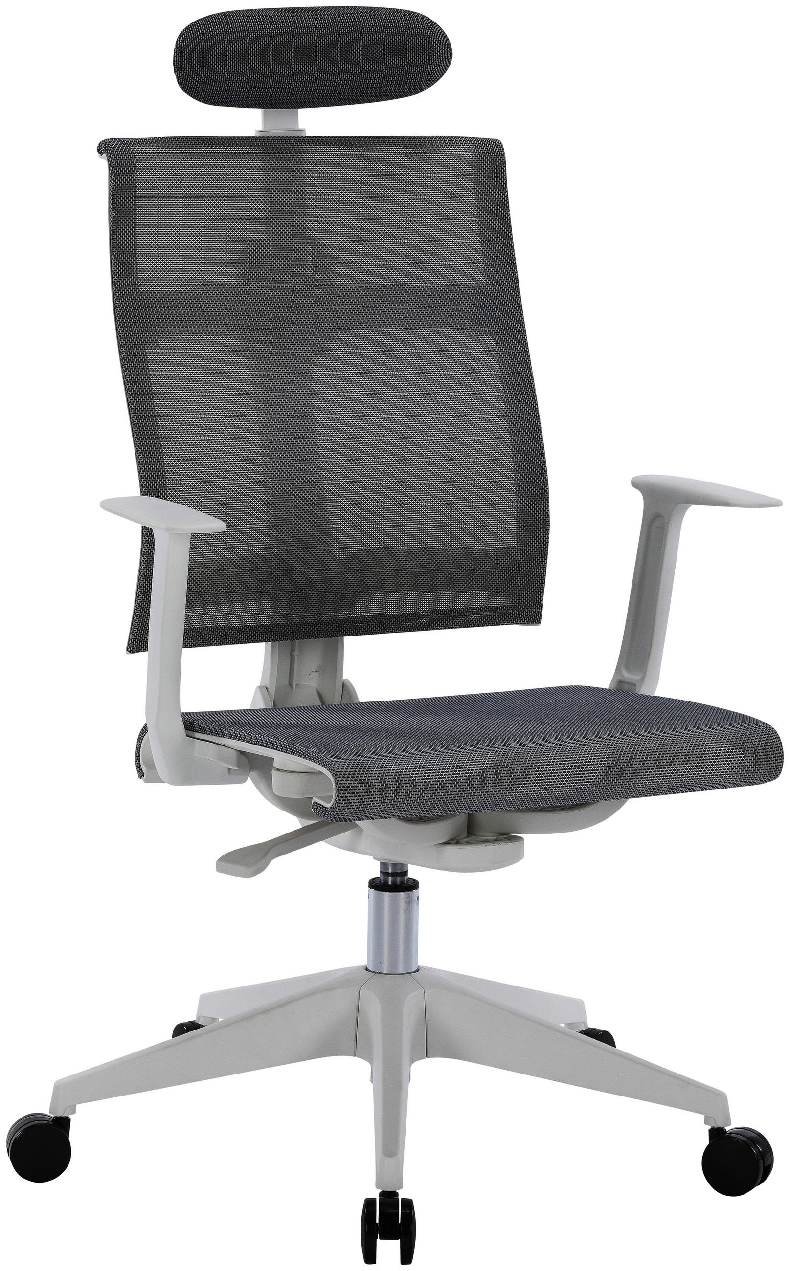 CHEFSESSEL Netzbespannung Weiß, Hellgrau  - Hellgrau/Weiß, KONVENTIONELL, Kunststoff/Textil (64/108-117,5/64cm) - Boxxx
