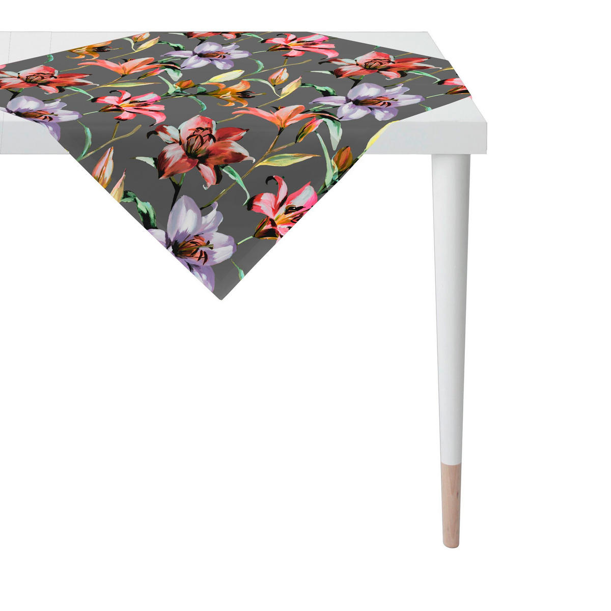 UBRUS, 85/85 cm, antracitová, vícebarevná - antracitová/vícebarevná, Basics, textil (85/85cm) - Novel