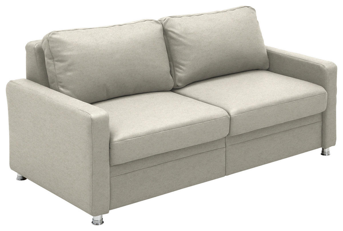 SCHLAFSOFA  in Chenille Naturfarben  - Chromfarben/Naturfarben, KONVENTIONELL, Textil/Metall (186/90/100cm) - Beldomo Style