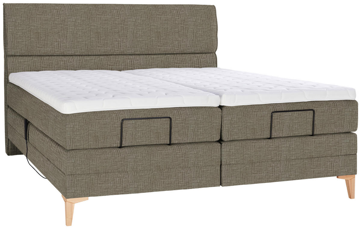 BOXSPRINGBETT 180/200 cm  in Hellbraun  - Hellbraun/Eichefarben, Konventionell, Holz/Textil (180/200cm) - Voleo