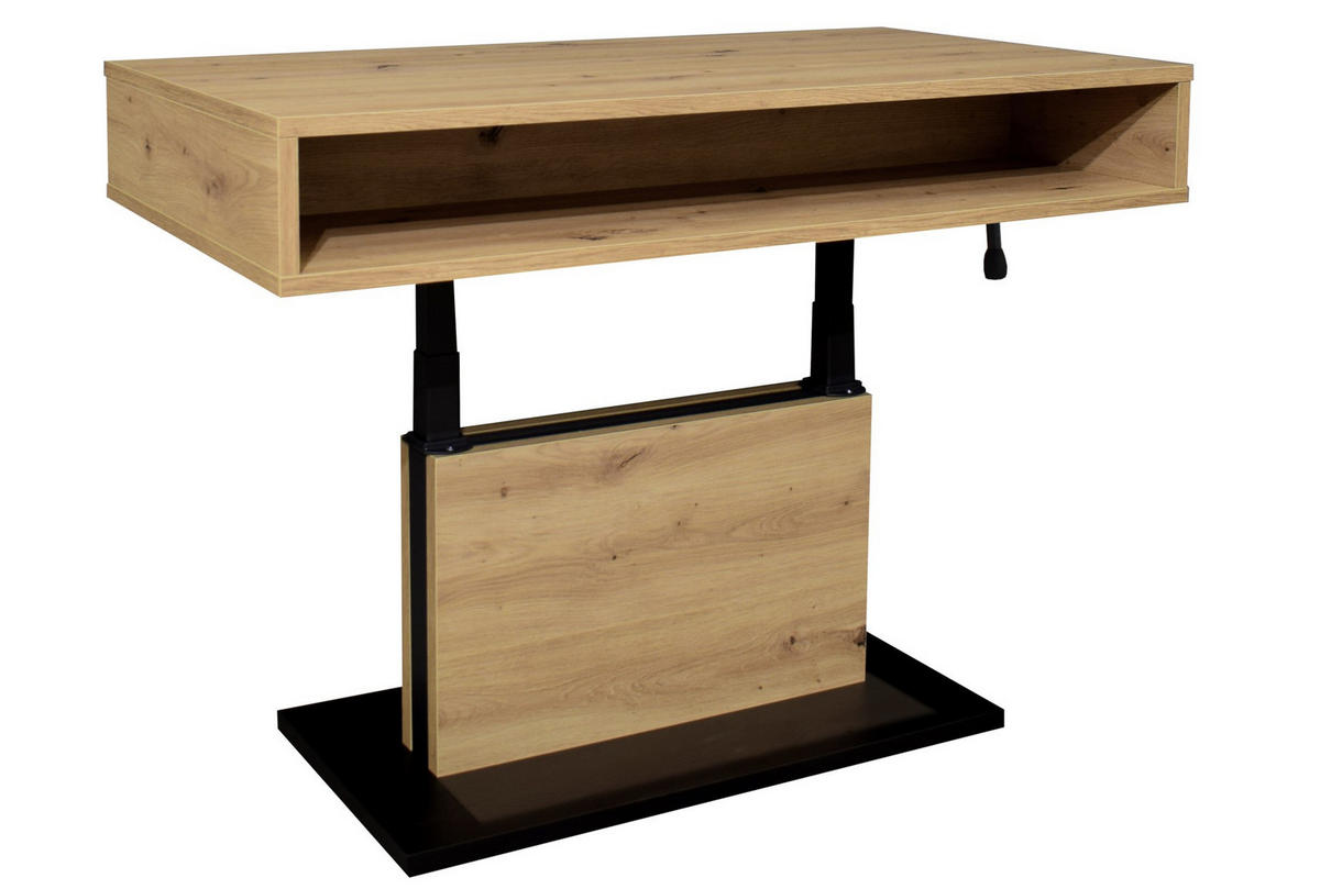 COUCHTISCH Lift Couchtisch rechteckig Schwarz, Eiche Artisan  - Schwarz/Eiche Artisan, Design, Holzwerkstoff/Metall (110/58-77/60cm) - MID.YOU
