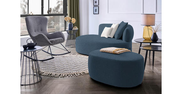 RÉCAMIERE  in Plüsch Creme, Dunkelblau  - Creme/Schwarz, MODERN, Kunststoff/Textil (166/86/105cm) - Hom`in