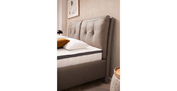 POLSTERBETT 200/200 cm,  in Hellbraun, Matratze, Lattenrost, Bettkasten, Topper, H4 + H4 = sehr fest  - Hellbraun/Schwarz, KONVENTIONELL, Leder/Holz (200/200cm) - Novel