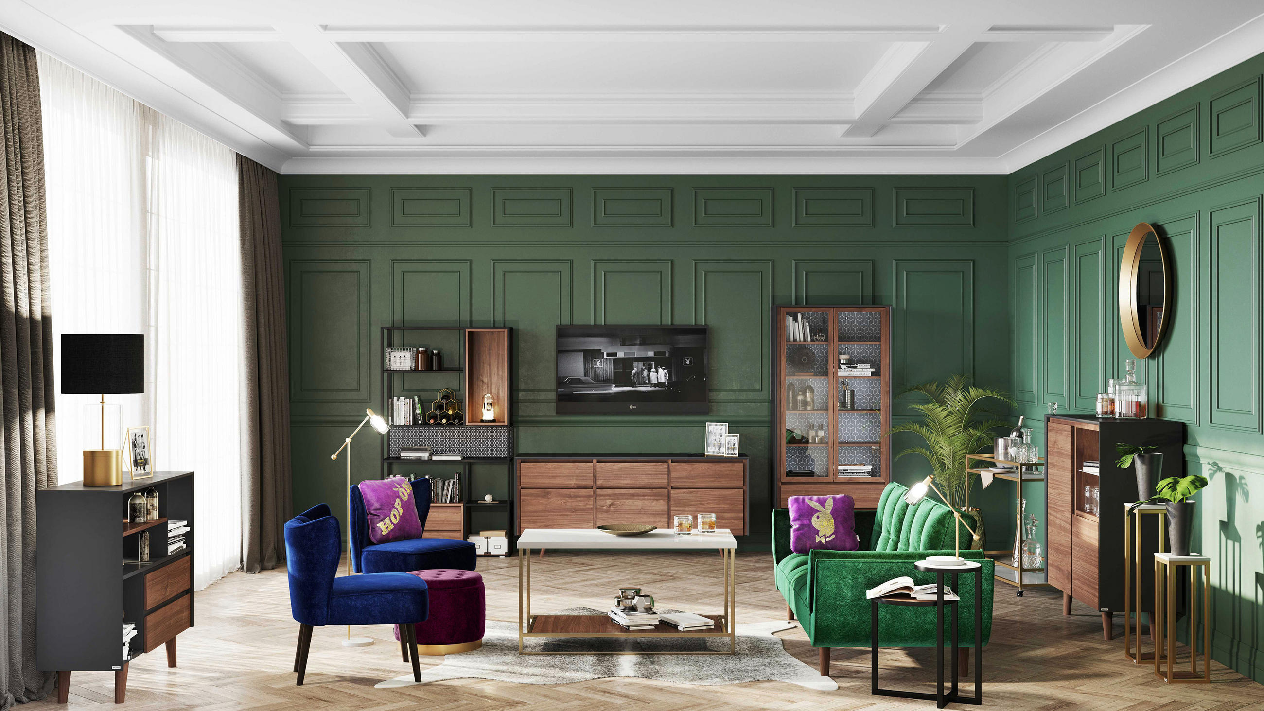 HOCKER in Textil Petrol  - Petrol, LIFESTYLE, Textil (50/40/50cm) - Playboy