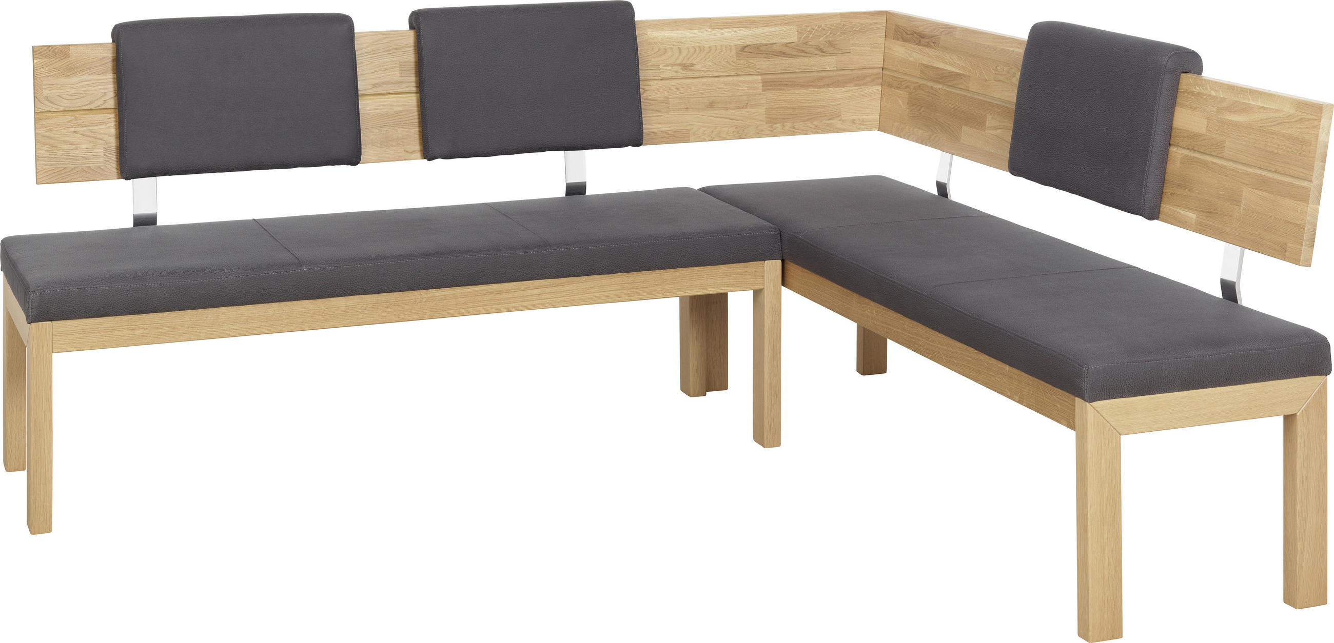 ECKBANK 248/171 cm Mikrofaser Anthrazit, Eichefarben Eiche massiv - Eichefarben/Anthrazit, Natur, Holz/Textil (248/171cm) - Voleo