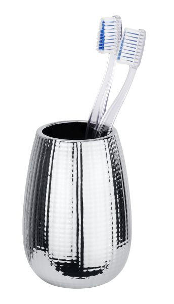 POHÁR NA ZUBNÉ KEFKY chrómová - chrómová, Basics, keramika (8,3/11,6cm)