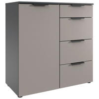 KOMMODE , 81/92/41 cm, 4 Schublade(n)  - Graphitfarben/Schwarz, Design, Holzwerkstoff/Kunststoff (81/92/41cm) - Boxxx