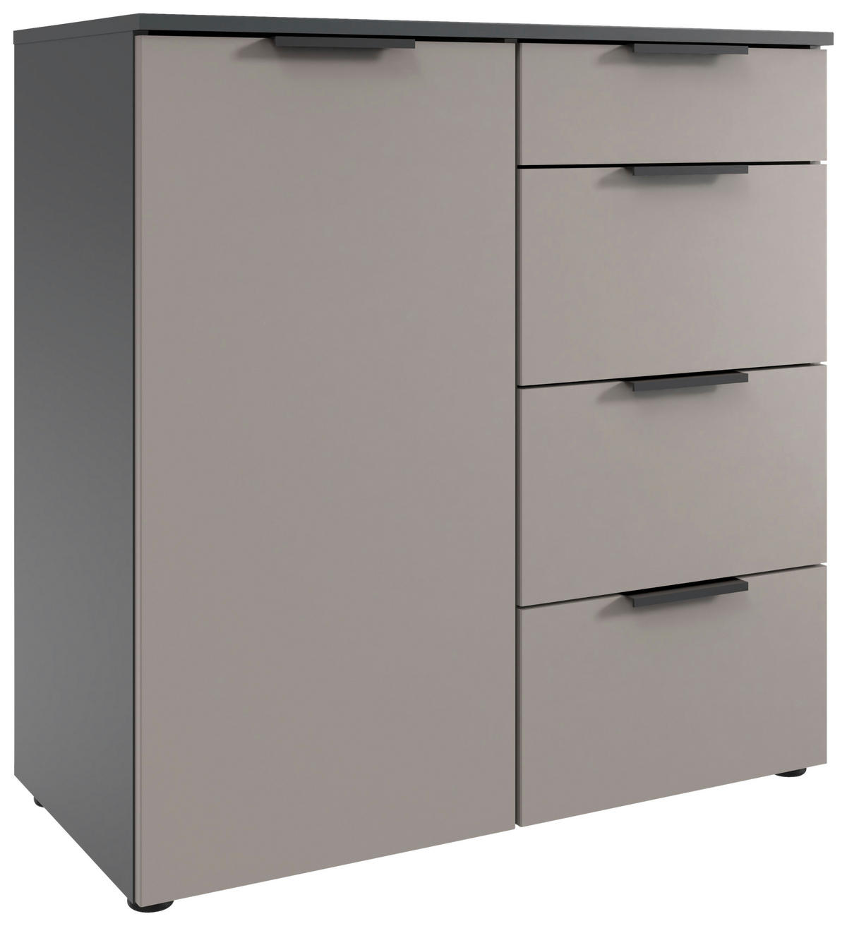 KOMMODE , 81/92/41 cm, 4 Schublade(n)  - Graphitfarben/Schwarz, Design, Holzwerkstoff/Kunststoff (81/92/41cm) - Boxxx