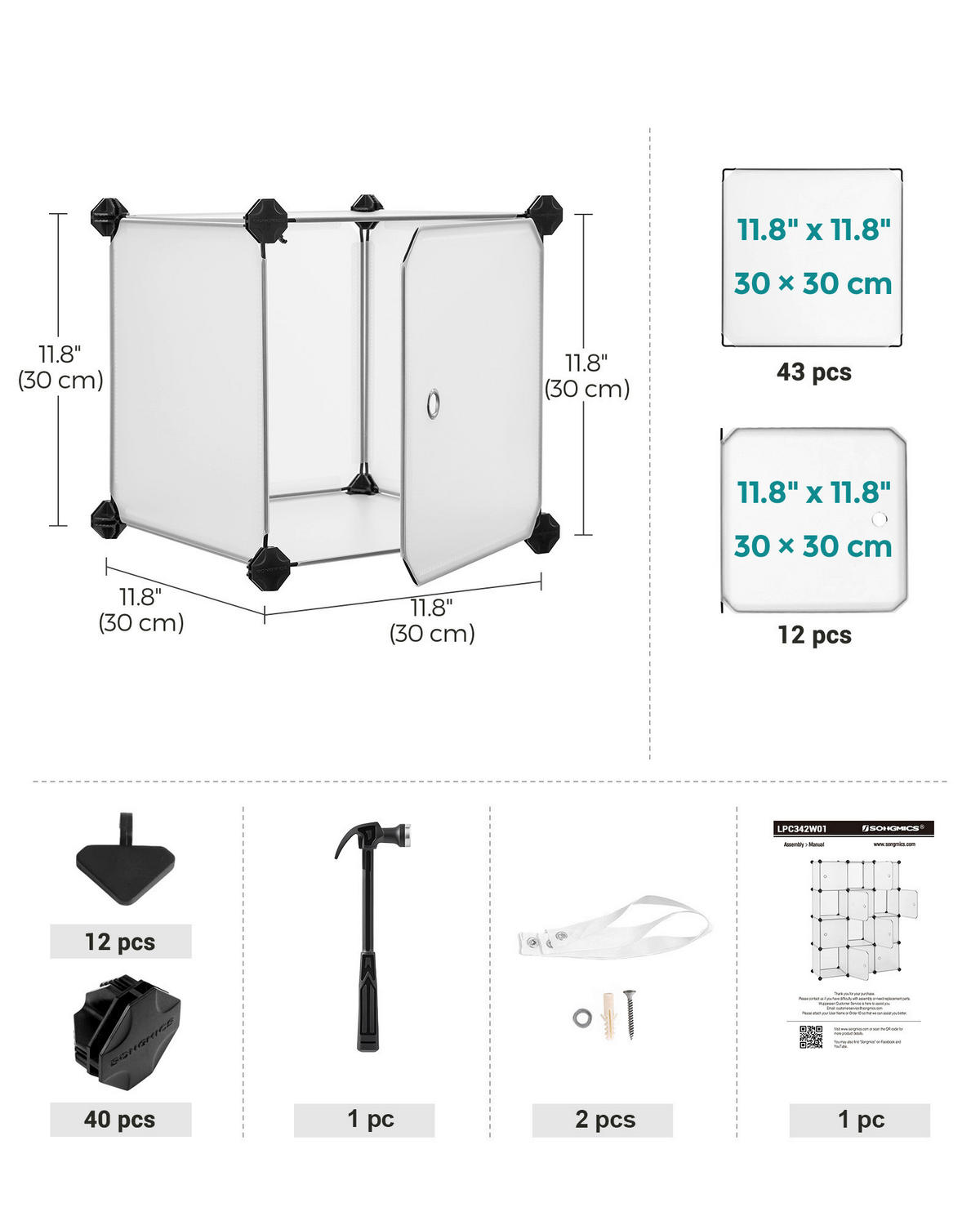 AUFBEWAHRUNGSREGAL     - Weiß, Basics, Kunststoff/Metall (93/123/31cm)