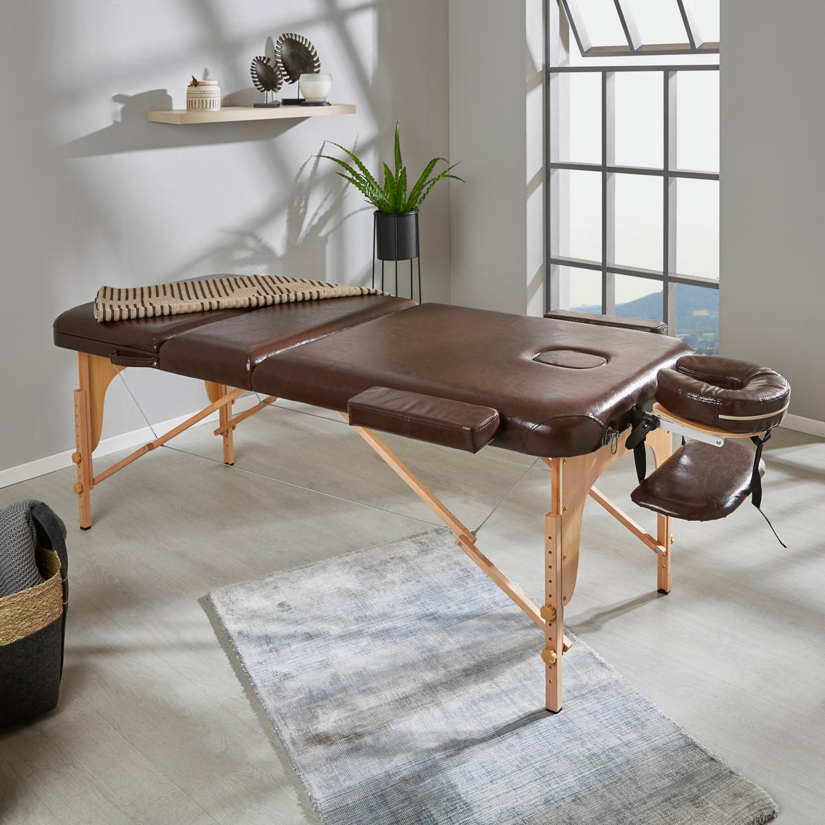 MASSAGELIEGE - Braun, Trend, Holz/Holzwerkstoff (185/70/62-85cm) - Novel