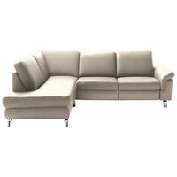 ECKSOFA Echtleder Beige  - Chromfarben/Beige, Design, Leder/Metall (200/271cm) - Pure Home Lifestyle